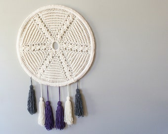 DIY Crochet PATTERN - Cable Crochet Star and Tassels Wall Hanging  Size: 24" diameter (2015023)