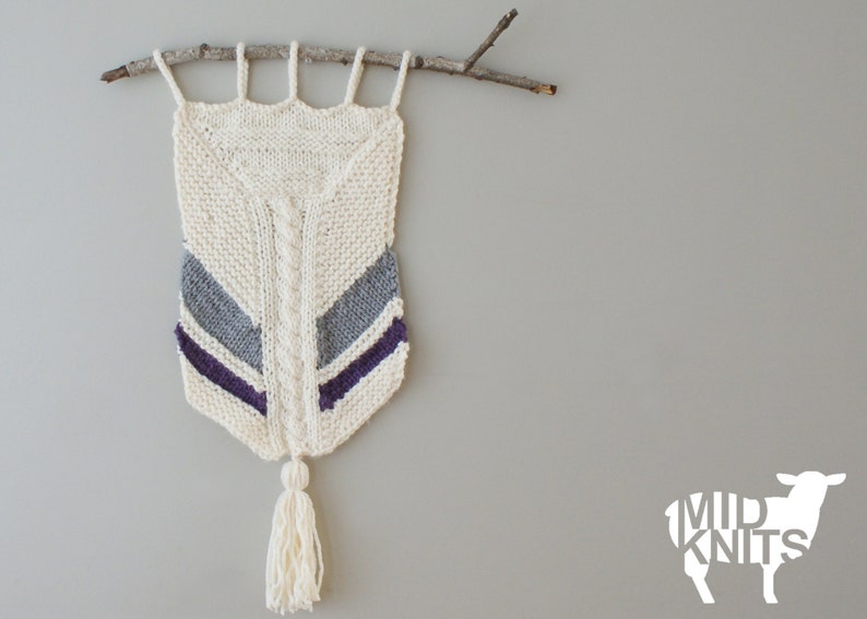 DIY Knitting PATTERN Chevron Wall Hanging Size: 11 x 29 2015015 image 2