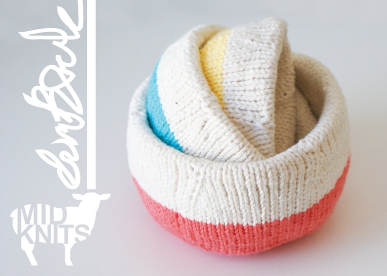 DIY Knitting PATTERN Color Blocked Nesting Bowls Sizes: 6, 5, 4 diameter 2015009 image 4