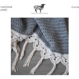 DIY Crochet PATTERN Crochet Macrame Edged Blanket 2019001: crochet pattern, macrame trim, macrame pattern, crochet blanket, afghan image 7