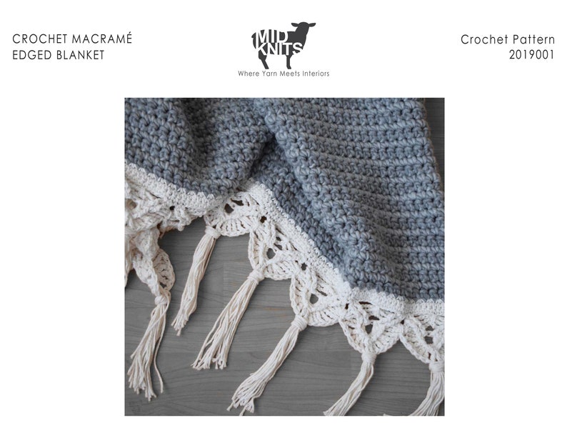 DIY Crochet PATTERN Crochet Macrame Edged Blanket 2019001: crochet pattern, macrame trim, macrame pattern, crochet blanket, afghan image 7