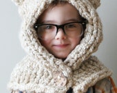 DIY Knitting PATTERN - Chunky Kitty Hood in Toddler, Child and Adult Sizes (hat011)