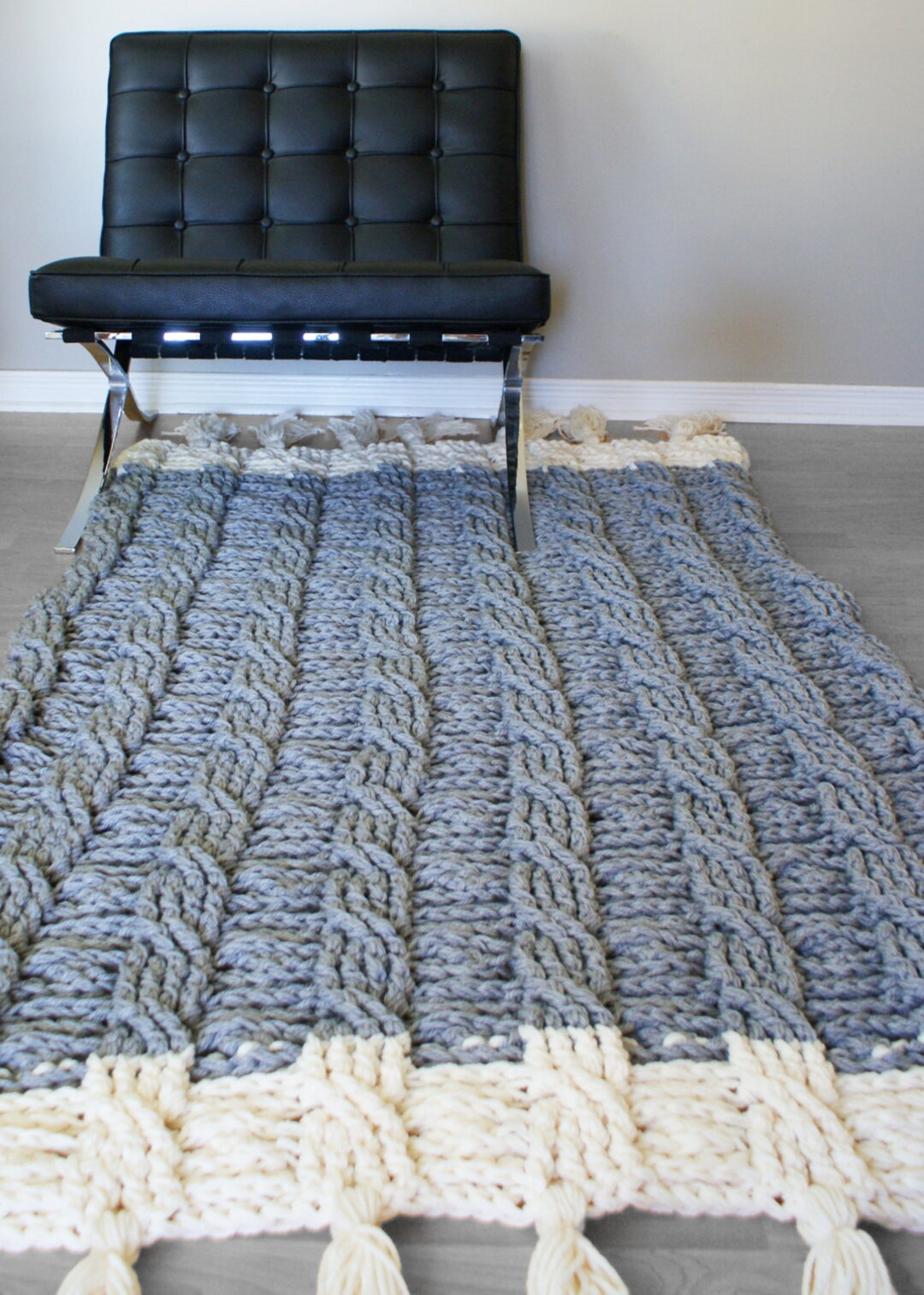 DIY Crochet PATTERN - Reversible Cable Throw Blanket / Rug 49