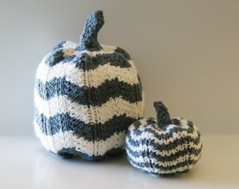 DIY Knitting PATTERN - Chevron Knit Pumpkins for Thanksgiving (in 5", and 7" diameter)