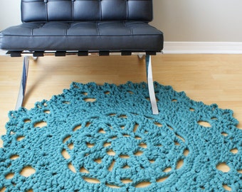 DIY Crochet PATTERN - Throw Blanket / Rug Super Chunky Doily 8 Styles (30"-66" diameter) (blanket003)