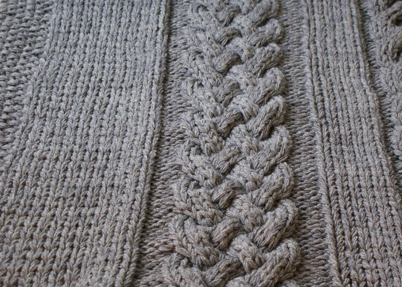 DIY Knitting PATTERN Double Cable Throw Blanket 2012002 oversized knits, knit blanket, cable knit, knit rug, knitting patterns, knit image 10