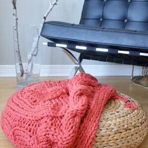 DIY Knitting PATTERN Cable Knit Footstool Cover fits Ikea's Alseda Footstool 23-7/8 diameter x 7-1/8 high image 3