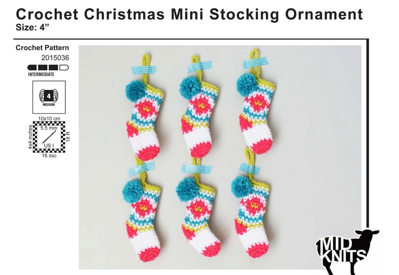 DIY Crochet PATTERN Fair Isle Christmas Mini-stocking | Etsy