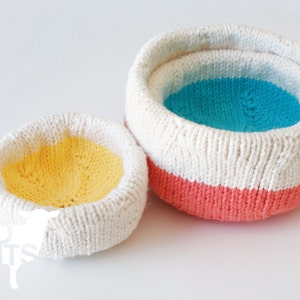 DIY Knitting PATTERN Color Blocked Nesting Bowls Sizes: 6, 5, 4 diameter 2015009 image 5