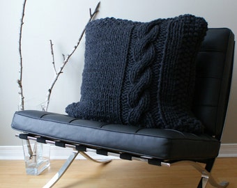 DIY Knitting PATTERN - Chunky Cable Knit Pillow Cover Approximately 27" x 27" (pillow002)