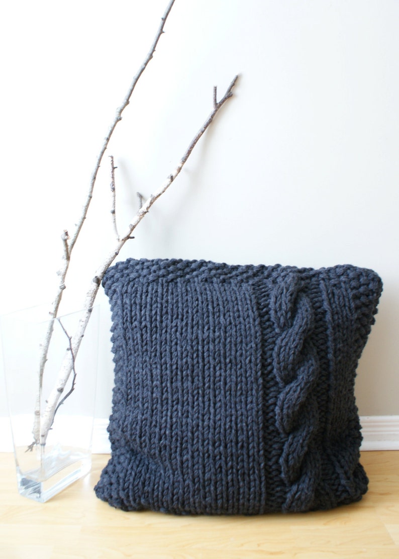 DIY Knitting PATTERN Chunky Cable Knit Pillow Cover Approximately 27 x 27 pillow002 image 1