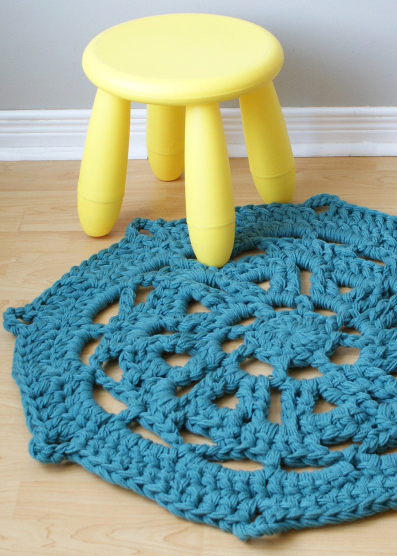 DIY Crochet PATTERN Throw Blanket / Rug Super Chunky Doily 8 Styles 3066 diameter blanket003 image 2