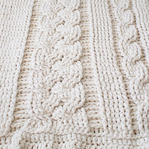 DIY Crochet PATTERN Double Cable Crochet Throw Blanket 2014001-2: crochet, pattern, crochet blanket, crochet cable, chunky crochet image 5