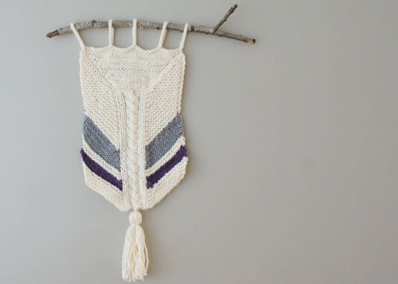 DIY Knitting PATTERN Chevron Wall Hanging Size: 11 x 29 2015015 image 1