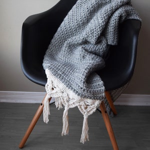 DIY Crochet PATTERN Crochet Macrame Edged Blanket 2019001: crochet pattern, macrame trim, macrame pattern, crochet blanket, afghan image 6