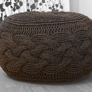 DIY Knitting PATTERN - Chunky Cable Knit Pouf (2012009): chunky knit, footstool, ottoman, oversized knit, stool, pouffe, foot stool, tuffet