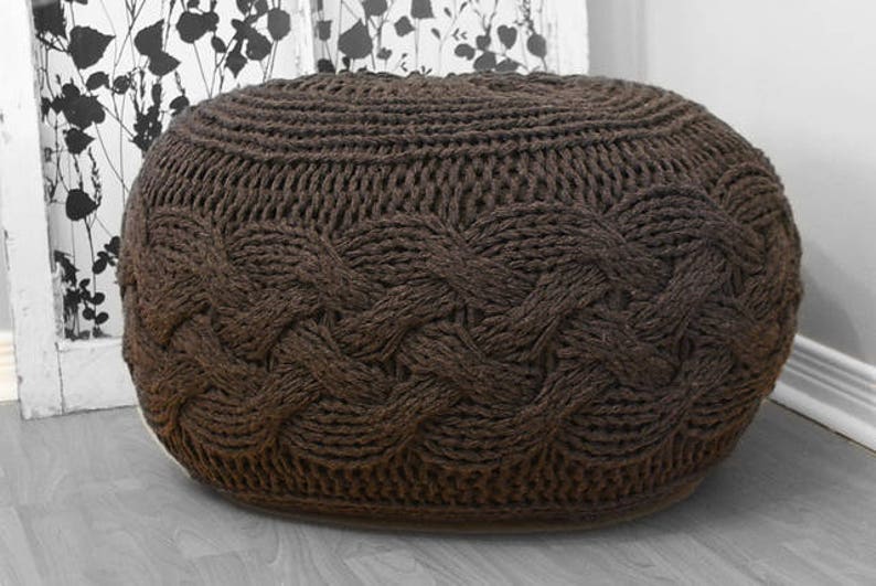 DIY Knitting PATTERN  Chunky Cable Knit Pouf 2012009: image 1