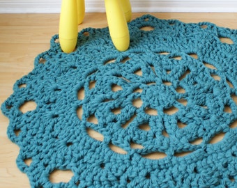 DIY Crochet PATTERN - Throw Blanket / Rug Super Chunky Doily 8 Styles (30"-66" diameter) (blanket003)