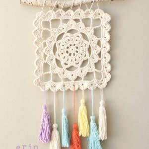 DIY Crochet PATTERN Dreaming of Granny Wall Hanging 2014024-2: dream catcher, crochet pattern, granny square, crochet wall art, macrame image 3