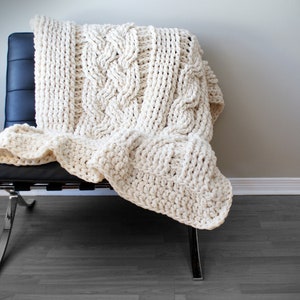 DIY Crochet PATTERN Double Cable Crochet Throw Blanket 2014001-2: crochet, pattern, crochet blanket, crochet cable, chunky crochet image 6