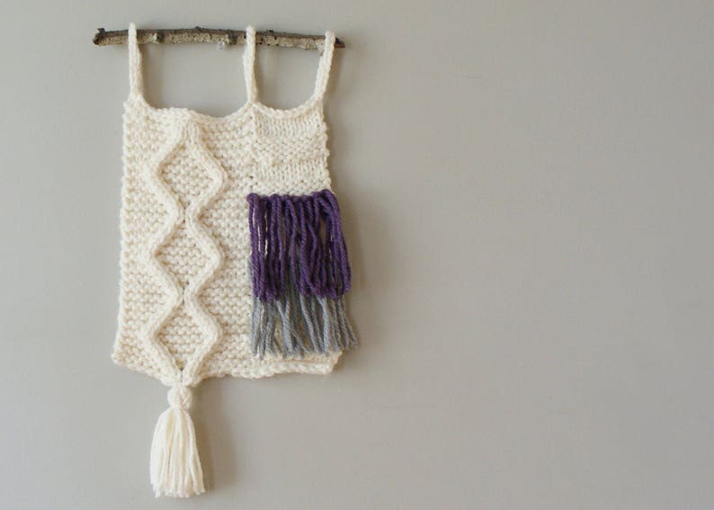 DIY Knitting PATTERN Cable Knit Wall Hanging Size: 9 x 29 2015016 image 1