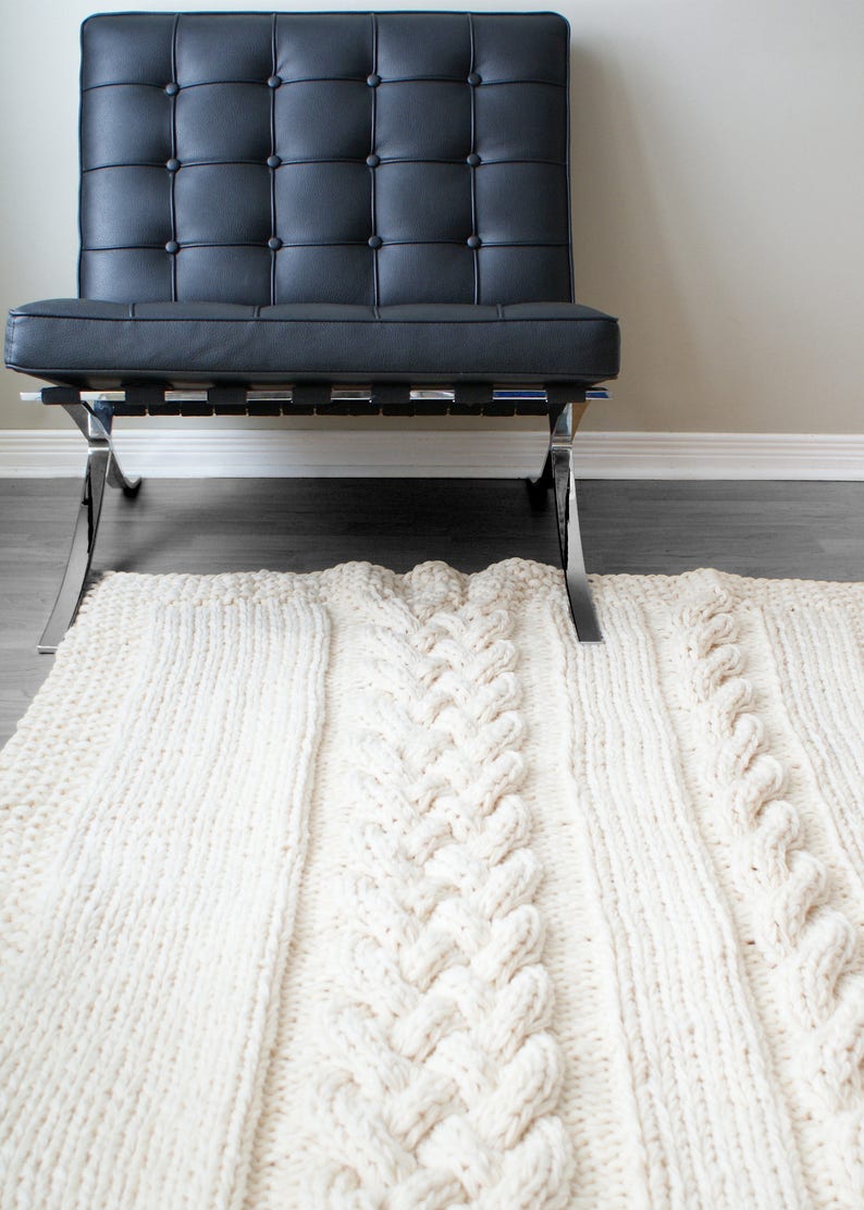 DIY Knitting PATTERN Double Cable Throw Blanket 2012002 oversized knits, knit blanket, cable knit, knit rug, knitting patterns, knit image 2