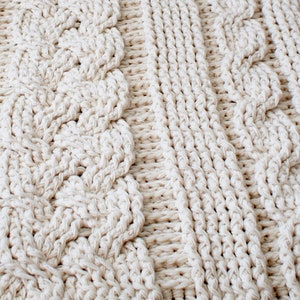 DIY Crochet PATTERN Double Cable Crochet Throw Blanket 2014001-2: crochet, pattern, crochet blanket, crochet cable, chunky crochet image 3