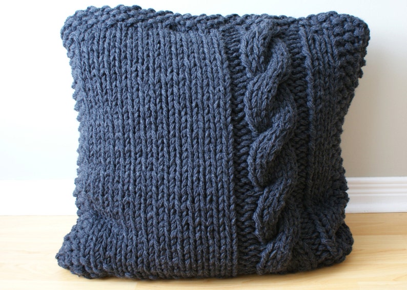 DIY Knitting PATTERN Chunky Cable Knit Pillow Cover Approximately 27 x 27 pillow002 image 3