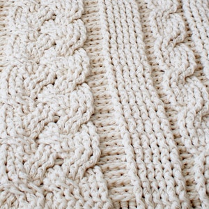 DIY Crochet PATTERN Double Cable Crochet Throw Blanket 2014001-2: crochet, pattern, crochet blanket, crochet cable, chunky crochet image 4