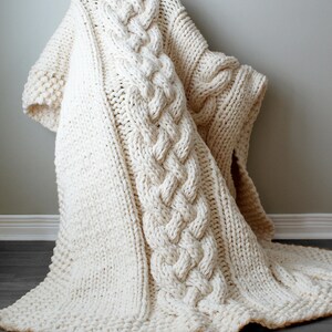 DIY Knitting PATTERN Double Cable Throw Blanket 2012002 oversized knits, knit blanket, cable knit, knit rug, knitting patterns, knit image 3