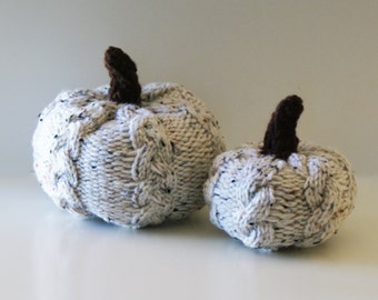 DIY Knitting PATTERN - Cable knit Pumpkins for Thanksgiving (in 5", and 6.5" diameter)