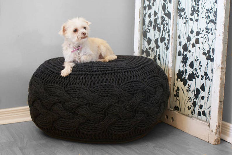 DIY Knitting PATTERN  Chunky Cable Knit Pouf 2012009: image 4