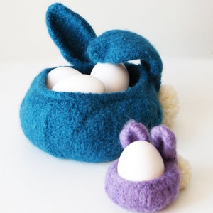 DIY Knitting PATTERN Knit Wool Felt Bunny Bowls in 3, 4, and 7 diameter image 2