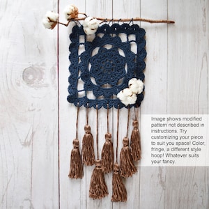 DIY Crochet PATTERN Dreaming of Granny Wall Hanging 2014024-2: dream catcher, crochet pattern, granny square, crochet wall art, macrame image 2