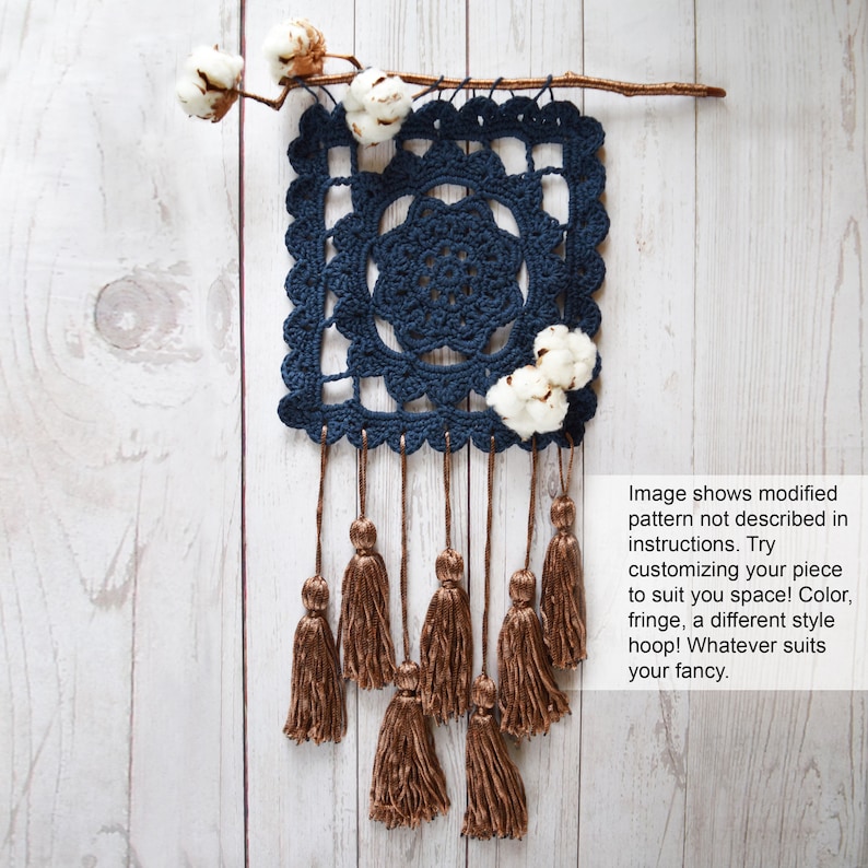 DIY Crochet PATTERN Dreaming of Granny Wall Hanging 2014024-2: dream catcher, crochet pattern, granny square, crochet wall art, macrame image 2