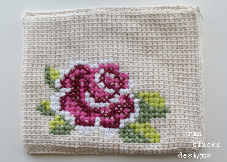 DIY Tunisian Crochet PATTERN Cotton Rose Bloom Tablet Case Etsy Nederland