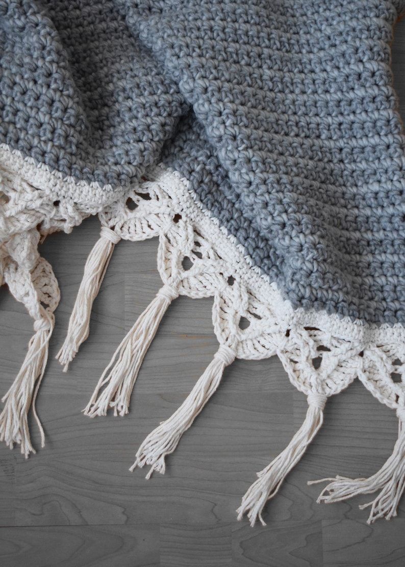 DIY Crochet PATTERN Crochet Macrame Edged Blanket 2019001: crochet pattern, macrame trim, macrame pattern, crochet blanket, afghan image 3