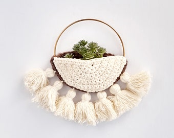 DIY Crochet PATTERN - Grow Your Own Way Crochet Wall Pocket; Decoration; Decor; Fringe; Boho; Macrame, Air planter; Planter; Wreath; Storage