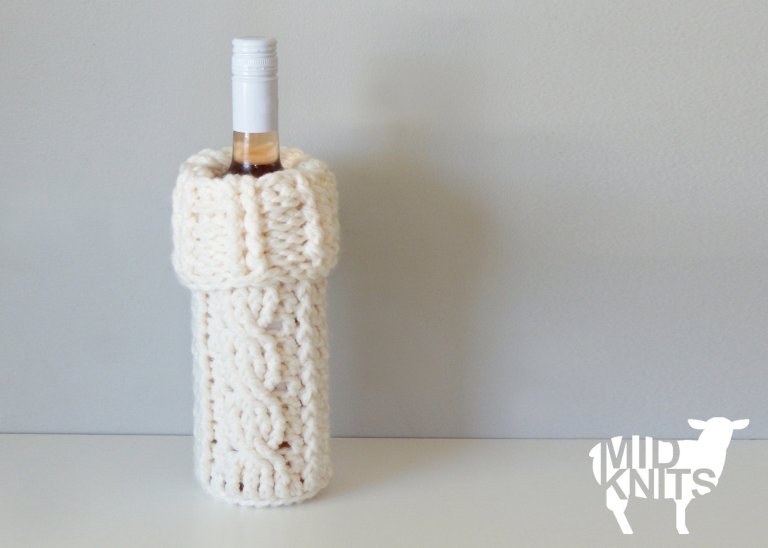 DIY Crochet PATTERN - Crochet Cable Wine Bottle Cozy Size: 4.5 ...