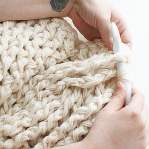 DIY Crochet PATTERN Double Cable Crochet Throw Blanket 2014001-2: crochet, pattern, crochet blanket, crochet cable, chunky crochet image 9