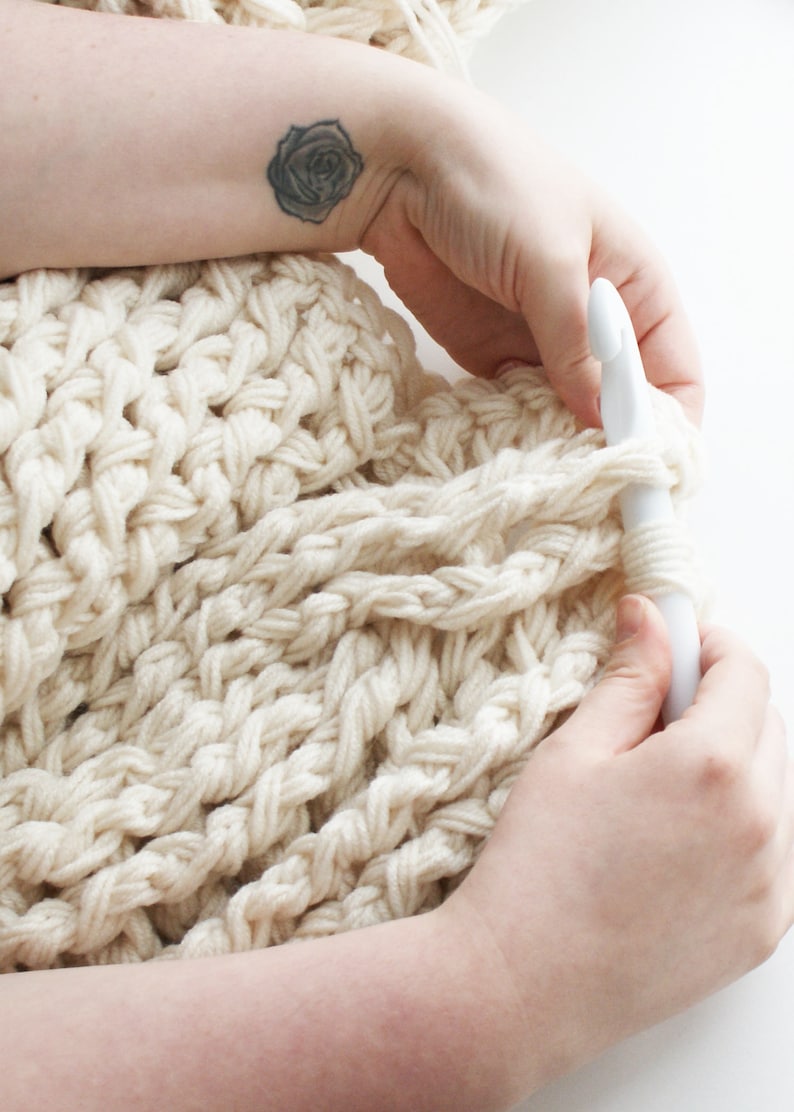 DIY Crochet PATTERN Double Cable Crochet Throw Blanket 2014001-2: crochet, pattern, crochet blanket, crochet cable, chunky crochet image 9
