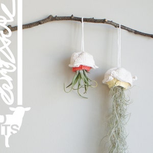 DIY Knitting PATTERN Origami Rose Air Planter Size: 3 diameter 2015011 image 1