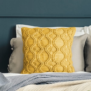 DIY Crochet PATTERN - Crochet Macrame Square Pillow (2019003):  crochet pattern, macrame pillow, macrame pattern, crochet pillow, cushion