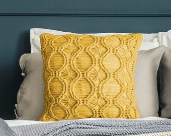 DIY Crochet PATTERN - Crochet Macrame Square Pillow (2019003):  crochet pattern, macrame pillow, macrame pattern, crochet pillow, cushion