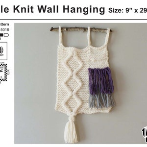 DIY Knitting PATTERN Cable Knit Wall Hanging Size: 9 x 29 2015016 image 2