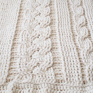 DIY Crochet PATTERN Double Cable Crochet Throw Blanket 2014001-2: crochet, pattern, crochet blanket, crochet cable, chunky crochet image 4