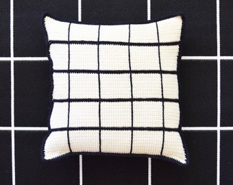 DIY Crochet PATTERN - Checker It Out Crochet Pillow (2020008); crochet pillow, checkerboard, cushion pattern, pillow pattern, grid