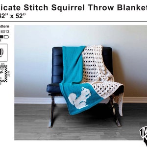 DIY Knitting PATTERN Duplicate Stitch Squirrel Stockinette & Lace Throw Blanket / Blanket Shawl / Scarf 42 x 52 2016013 image 5