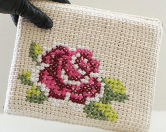 DIY Tunisian Crochet PATTERN - Cotton Rose Bloom Tablet Case (8.5" x 10") (tunisian001)