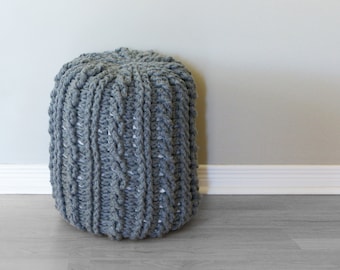 DIY Crochet PATTERN - Crochet Cable Footstool  Size: 13" diameter x 17" tall (2015024)